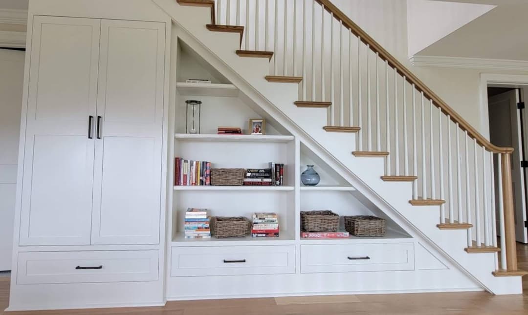 picture of newly remodeled stairs and drawers